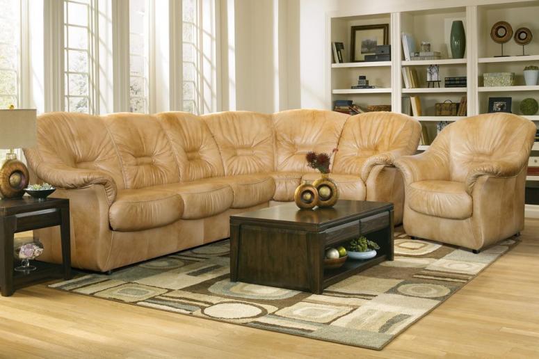 Набор мебели «Омега» в коже (угловой диван + кресло)